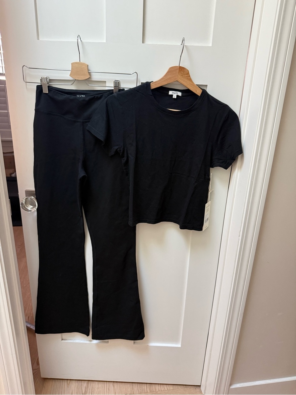 Mate the Label NWT Black Organic Stretch Bootcut Pant & Shrunken Tee - small